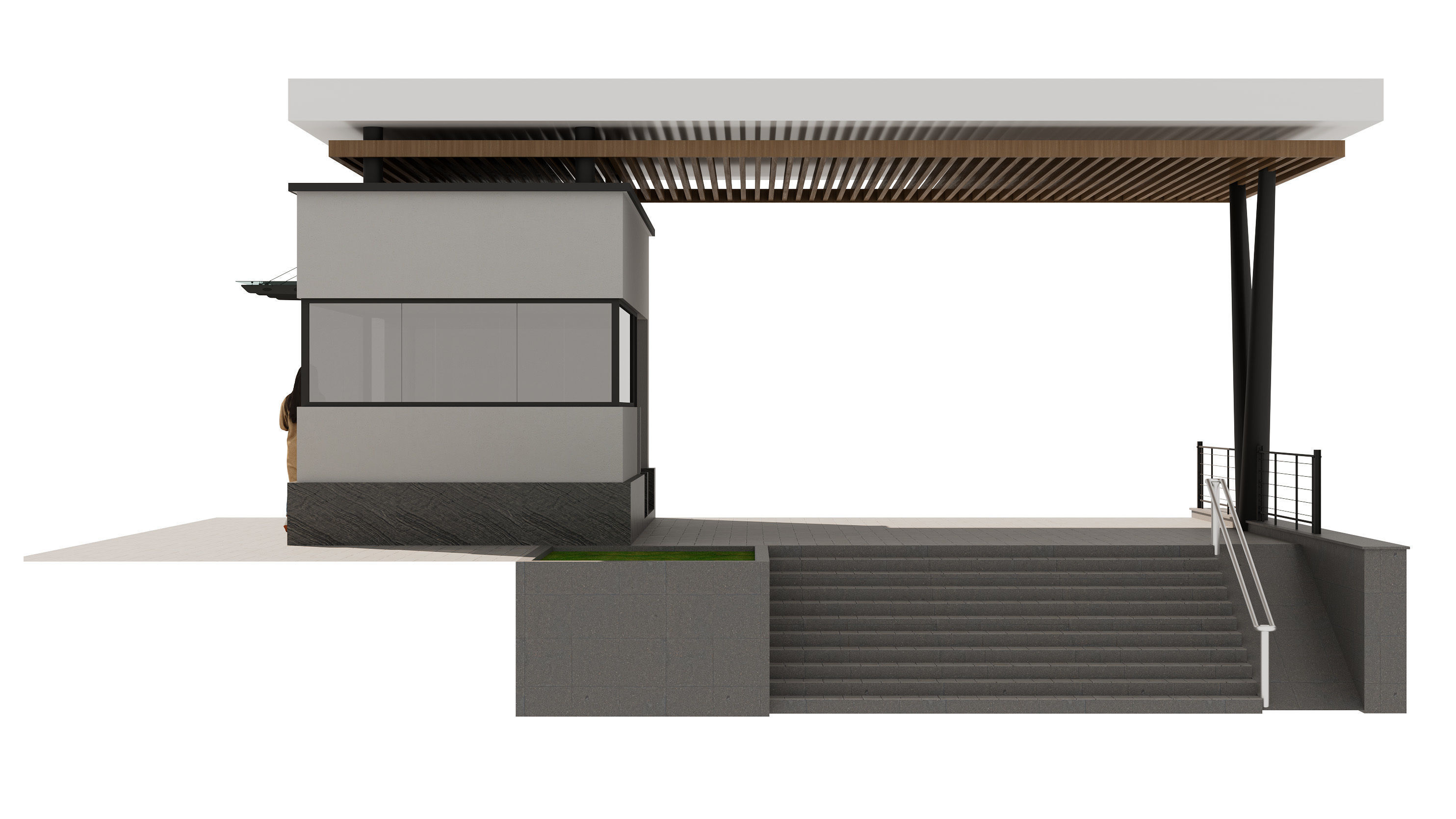 security room facade design  3D model_1