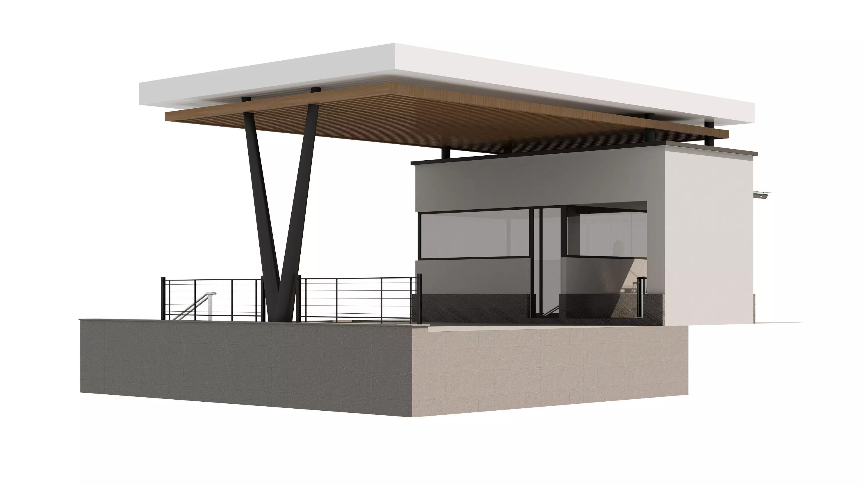 security room facade design  3D model_0