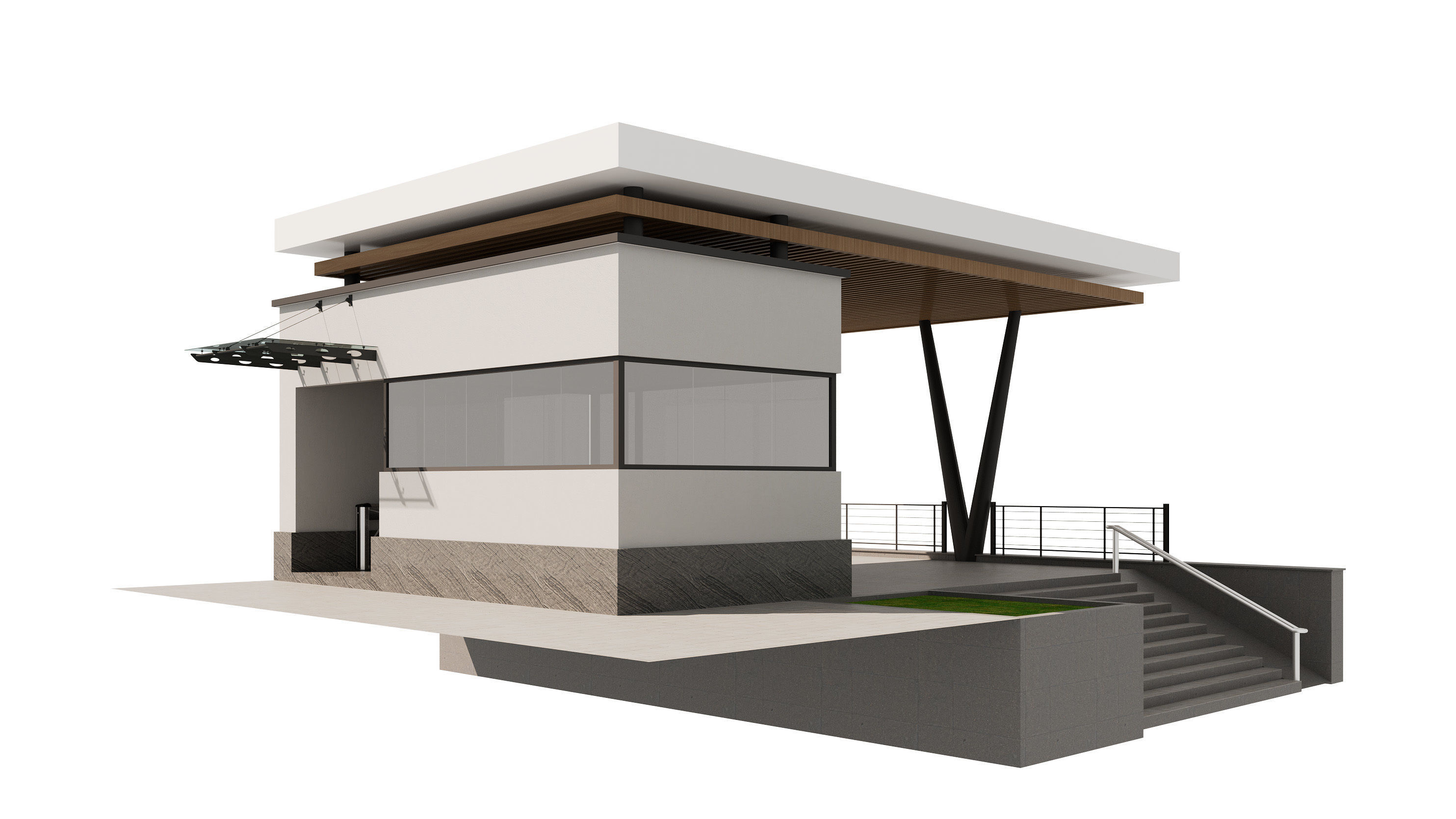 security room facade design  3D model_4