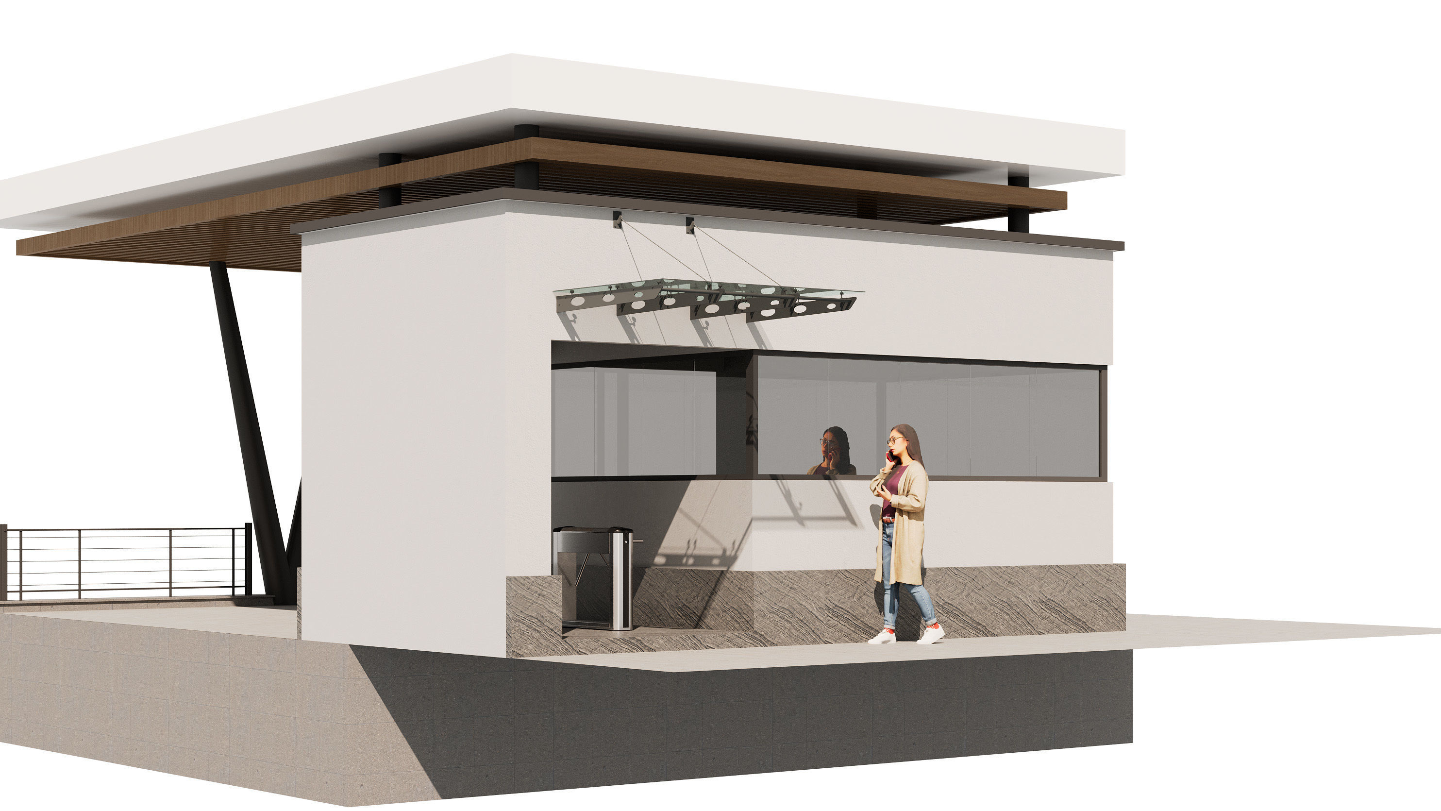 security room facade design  3D model_2