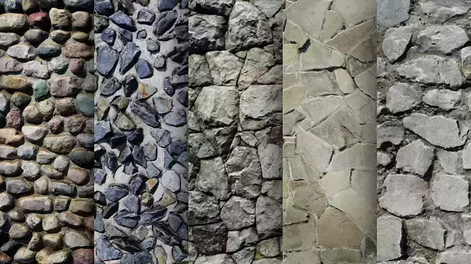 UE Rock Masonry materials part 02 Low-poly 3D model