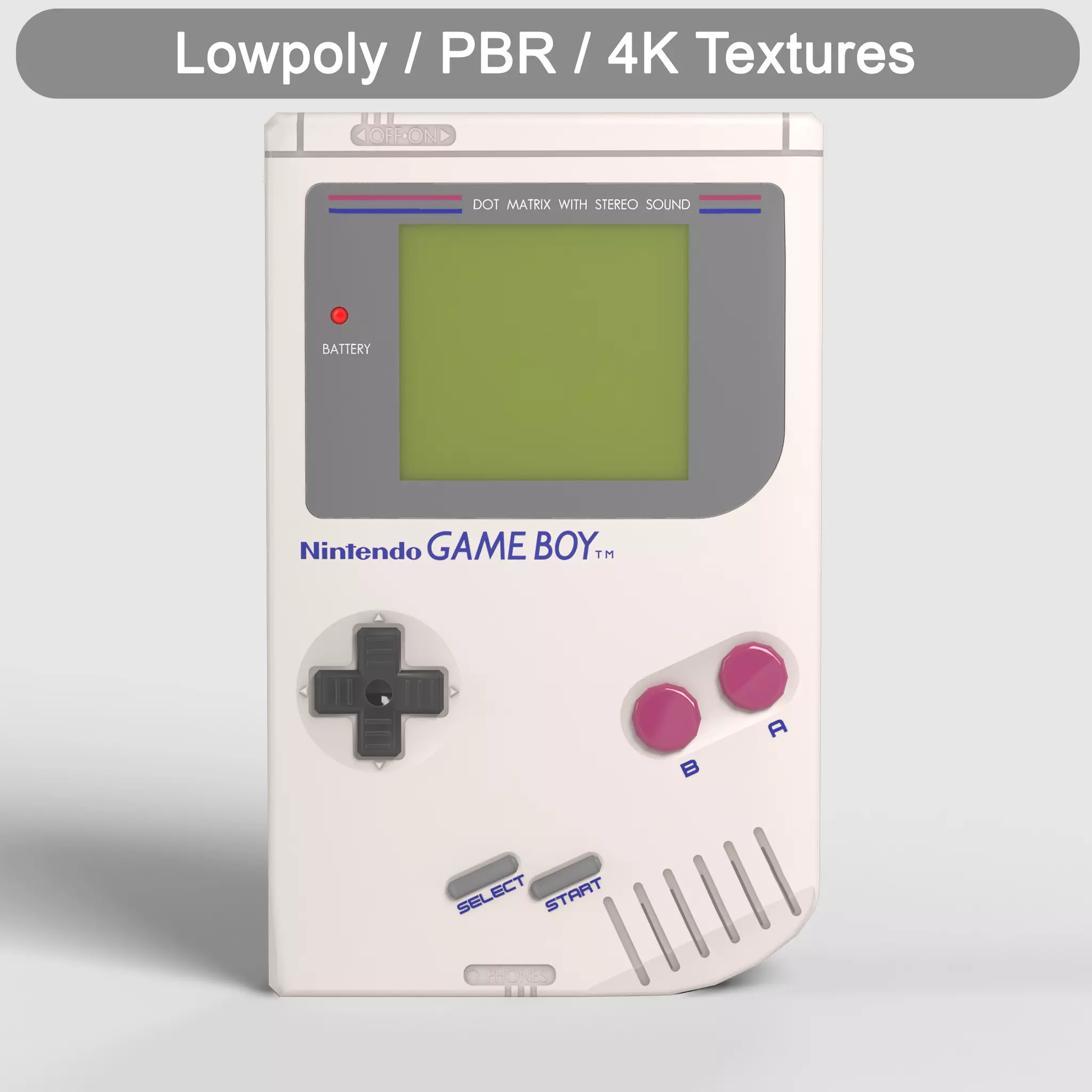 Gameboy Lowpoly - PBR - 4K Textures - 3D Model - High-quality Low-poly 3D model