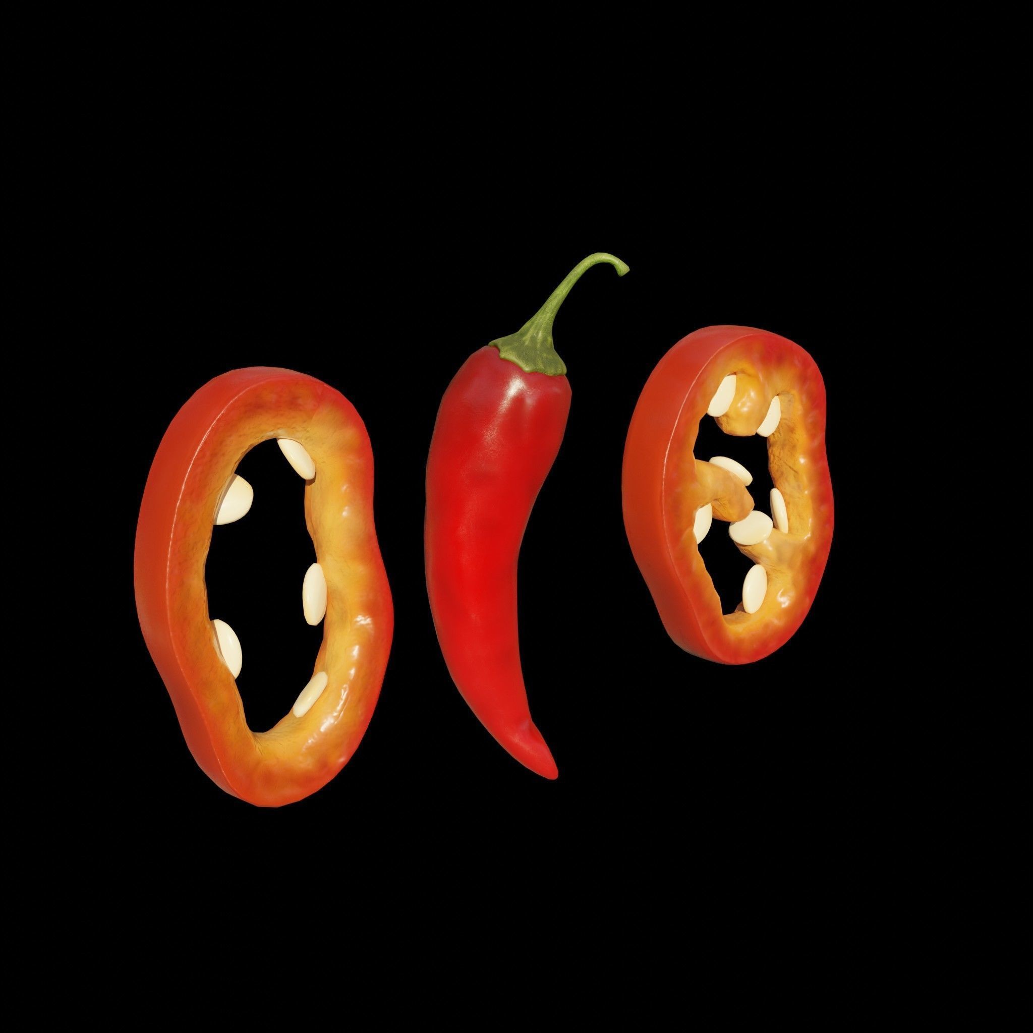 Hot Realistic Chilli Low-poly 3D model_3