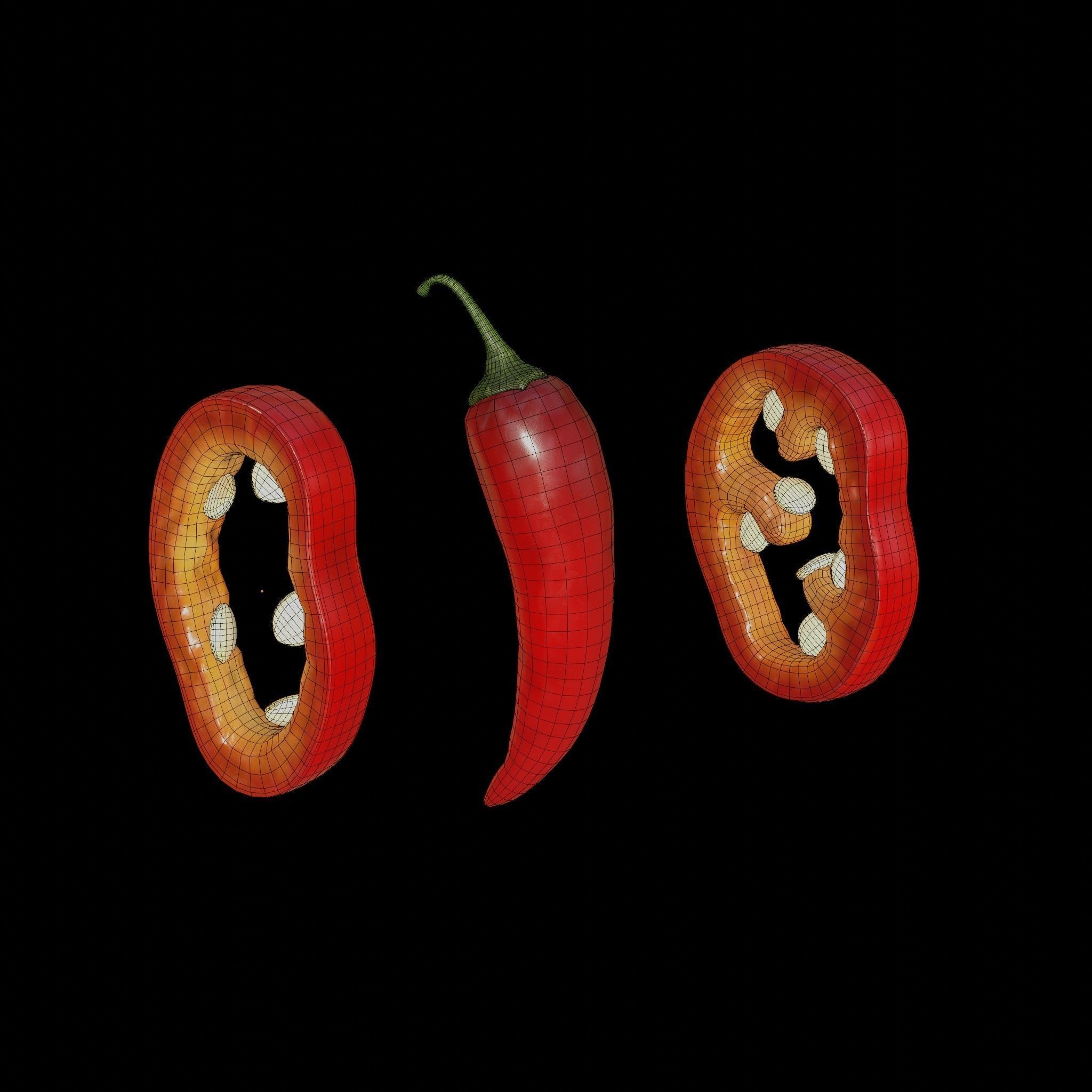 Hot Realistic Chilli Low-poly 3D model_5