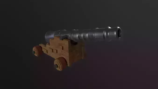 Old Iron Naval Cannon 3D Model Low-poly 3D model