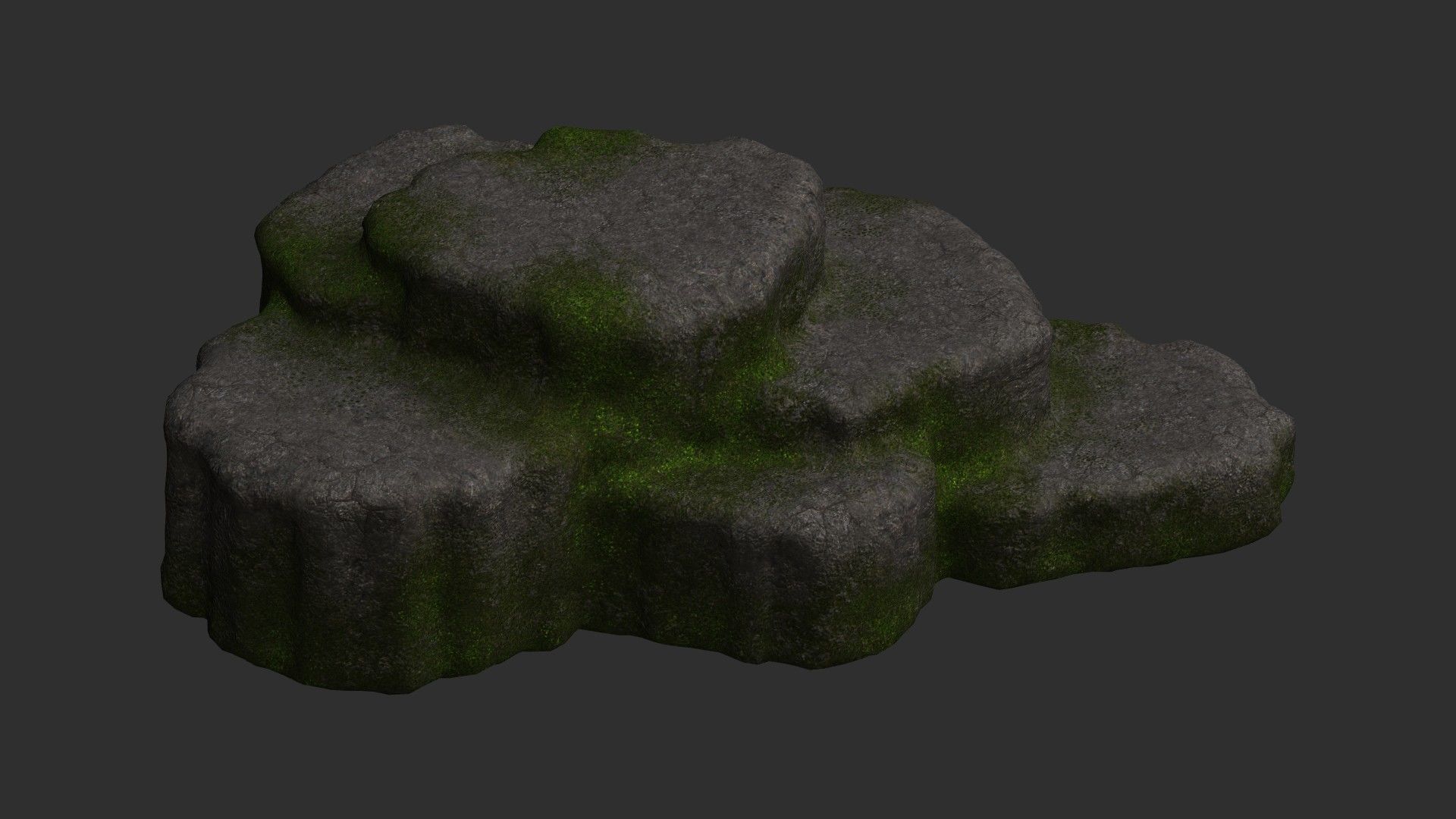 Cave Platform 4 - Moss 1 Low-poly 3D model_7