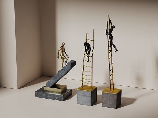 thumbnail image 2 of Small Harvard Library Steps 3D Wood Model Sculpture Mahogany French Distressed 2 of 6