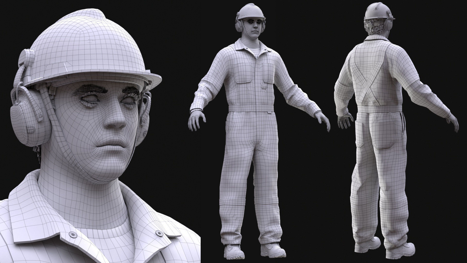 Miner-Worker - Modular - Rigged Low-poly 3D model_25