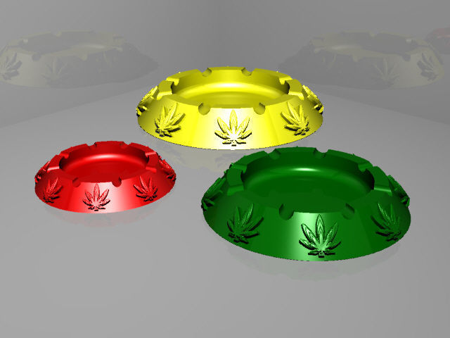 Cannabis themed ashtray 3D print model_3