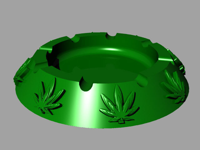 Cannabis themed ashtray 3D print model_2