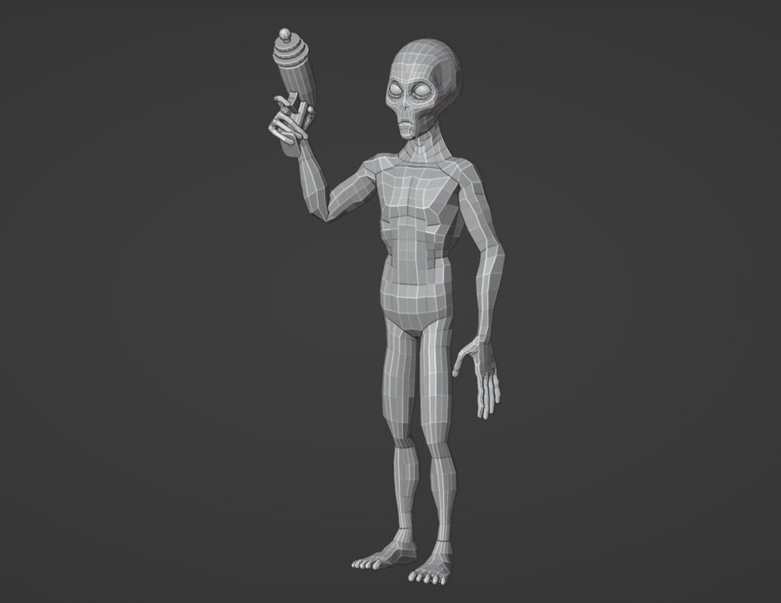 Space Alien UFO Sci-fi character Rigged  Low-poly 3D model_12