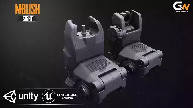 Magpul Mbush Sight AAA 3D game asset Low-poly 3D model