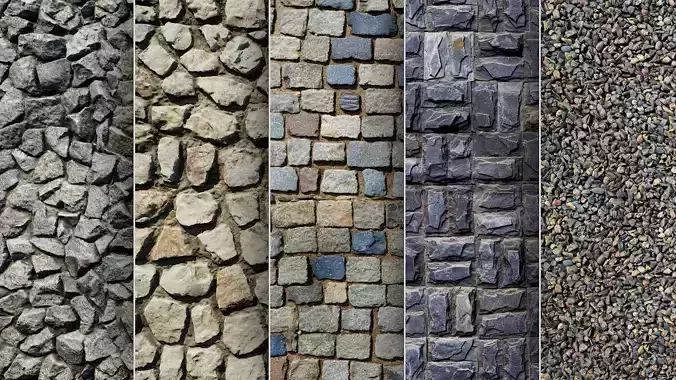 UE Rock Masonry materials part 04 Low-poly 3D model