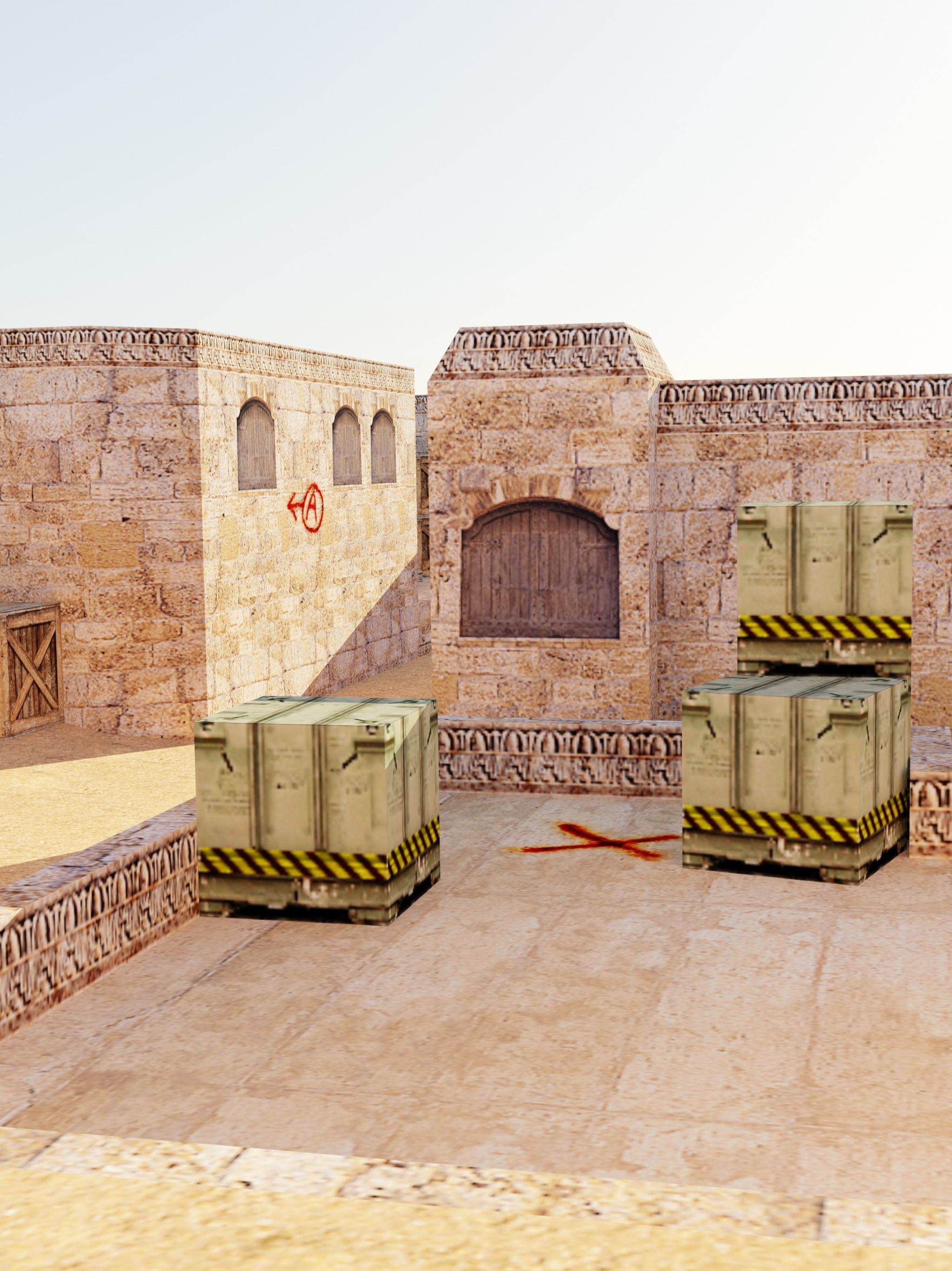 Counter Strike Dust 2 Map Low-poly 3D model