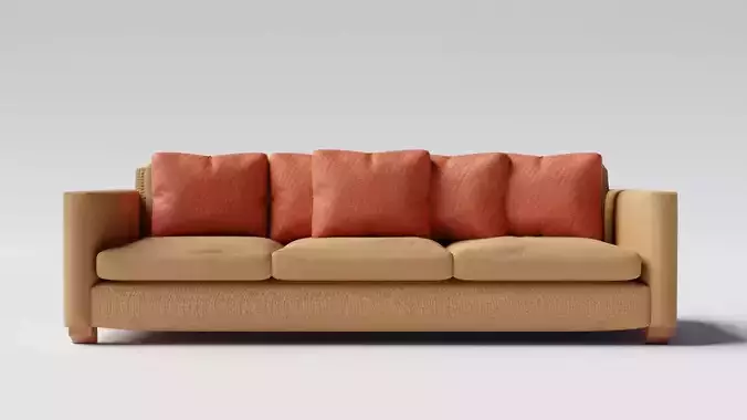 Modern Brown Sofa 3D Model