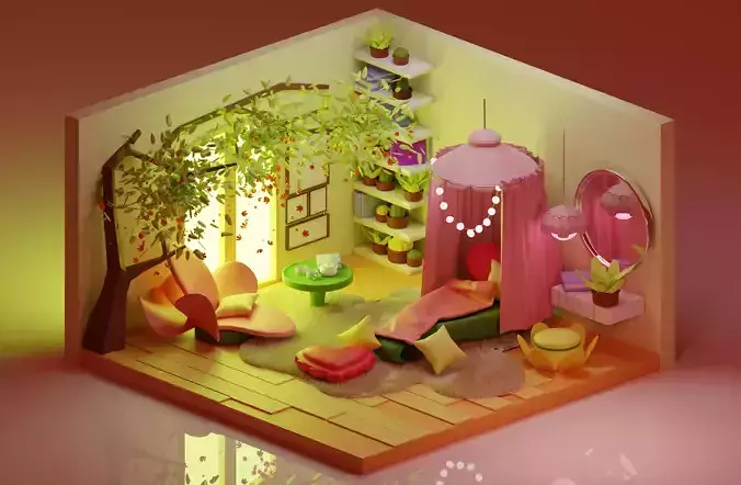 Interior design Floras room from Winx 3D model