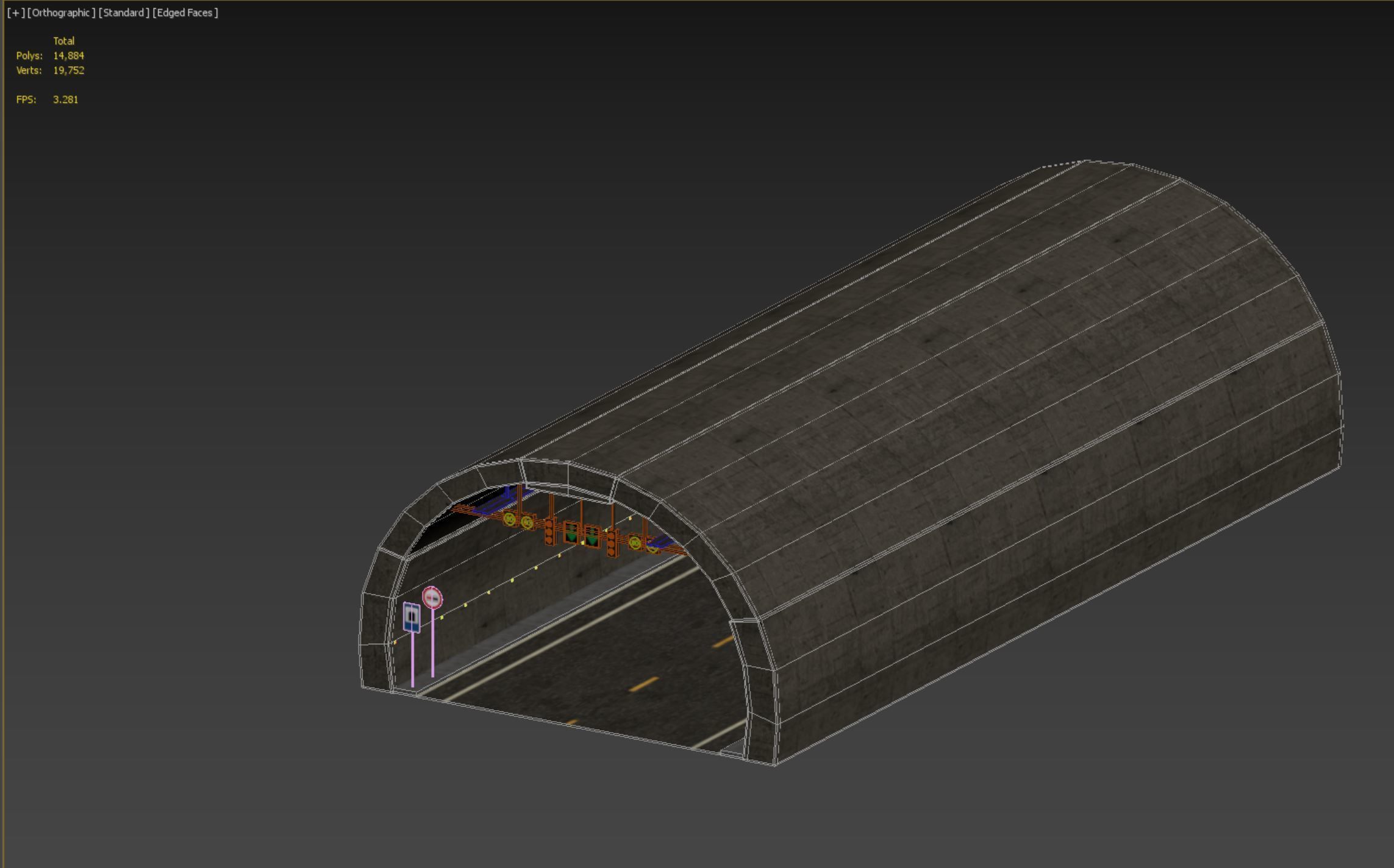 Low poly Modular Road Tunnel 02  Low-poly 3D model_7