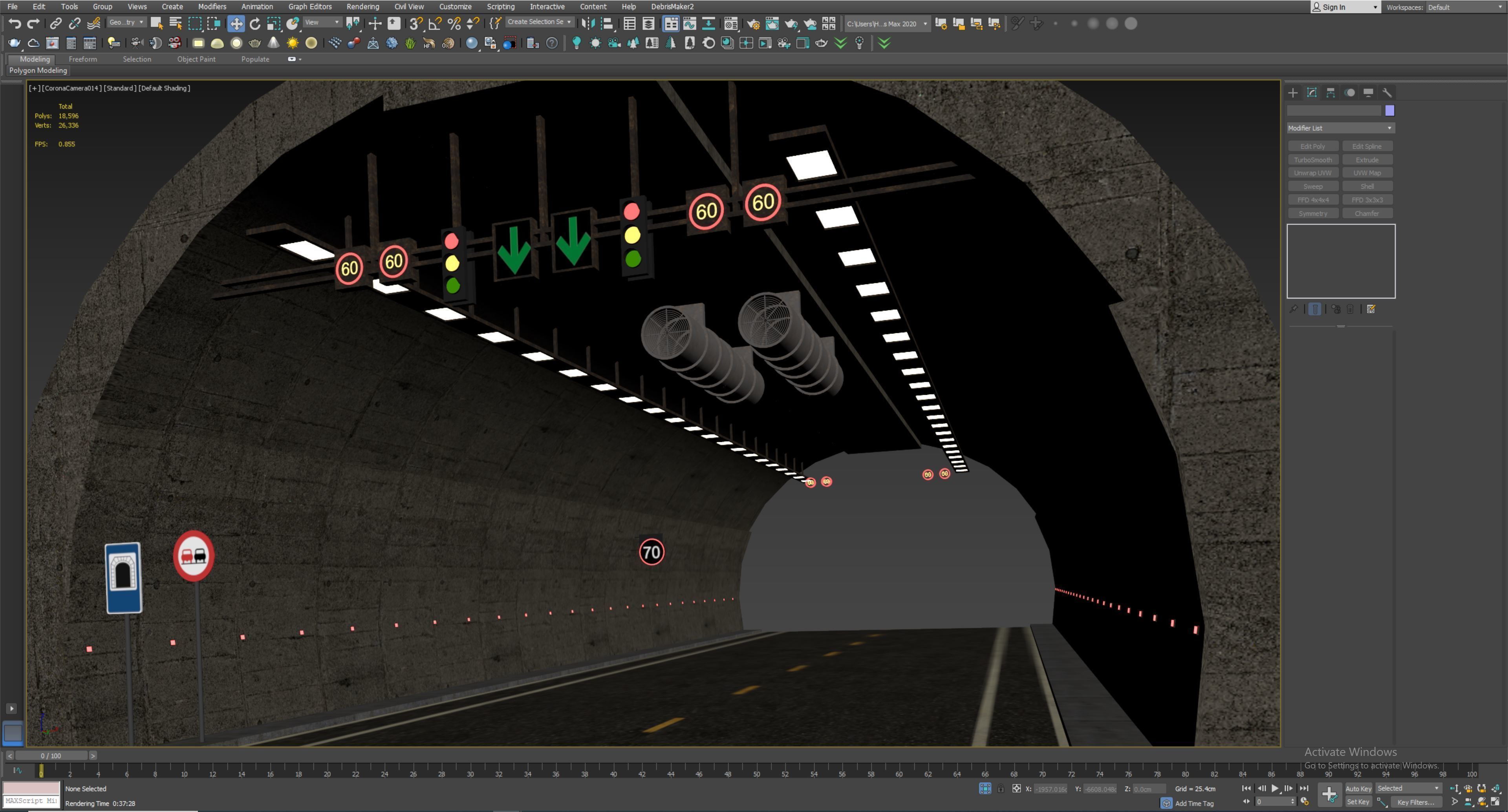 Low poly Modular Road Tunnel 02  Low-poly 3D model_10
