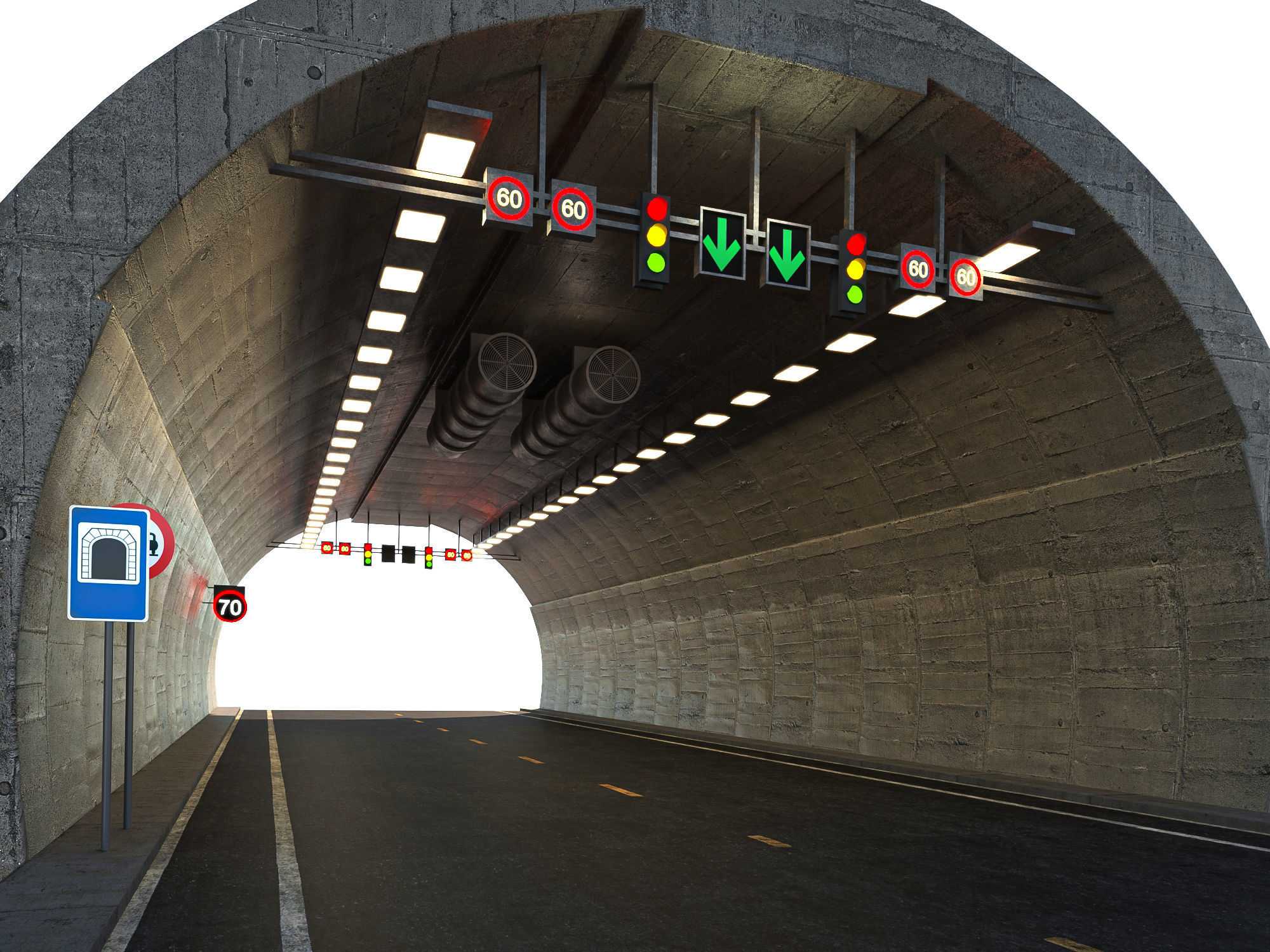 Low poly Modular Road Tunnel 02  Low-poly 3D model_1