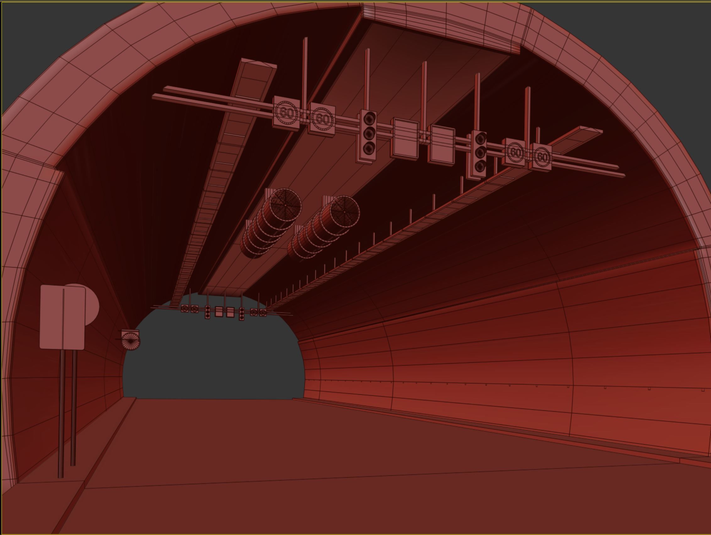 Low poly Modular Road Tunnel 02  Low-poly 3D model_6