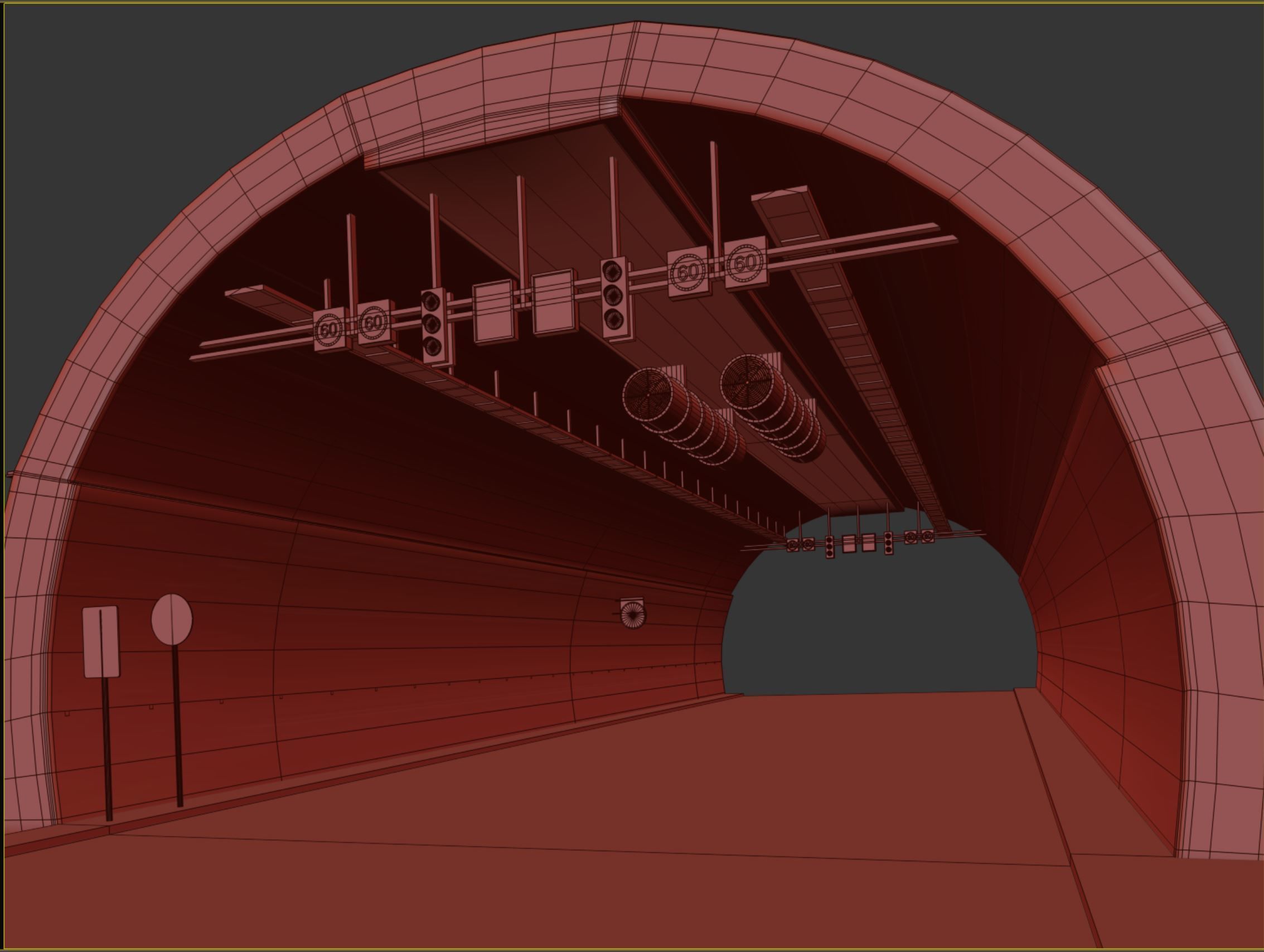 Low poly Modular Road Tunnel 02  Low-poly 3D model_5