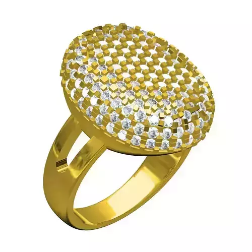 Antique Pave Diamond Dome Engagement Ring