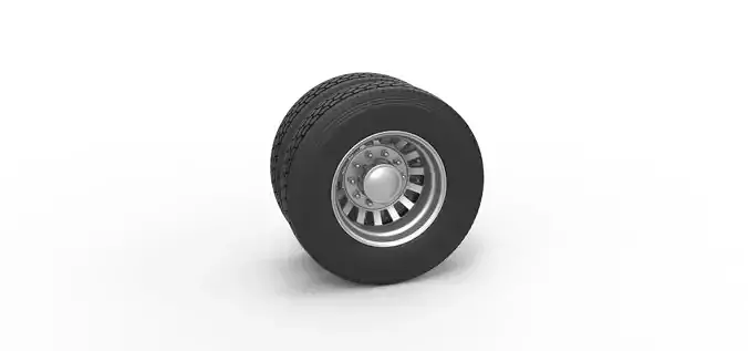 Rear custom wheel of semi truck Version 16 Scale 1 to 25
