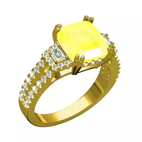 Three Stone Diamond Halo Split Shank Engagement Ring