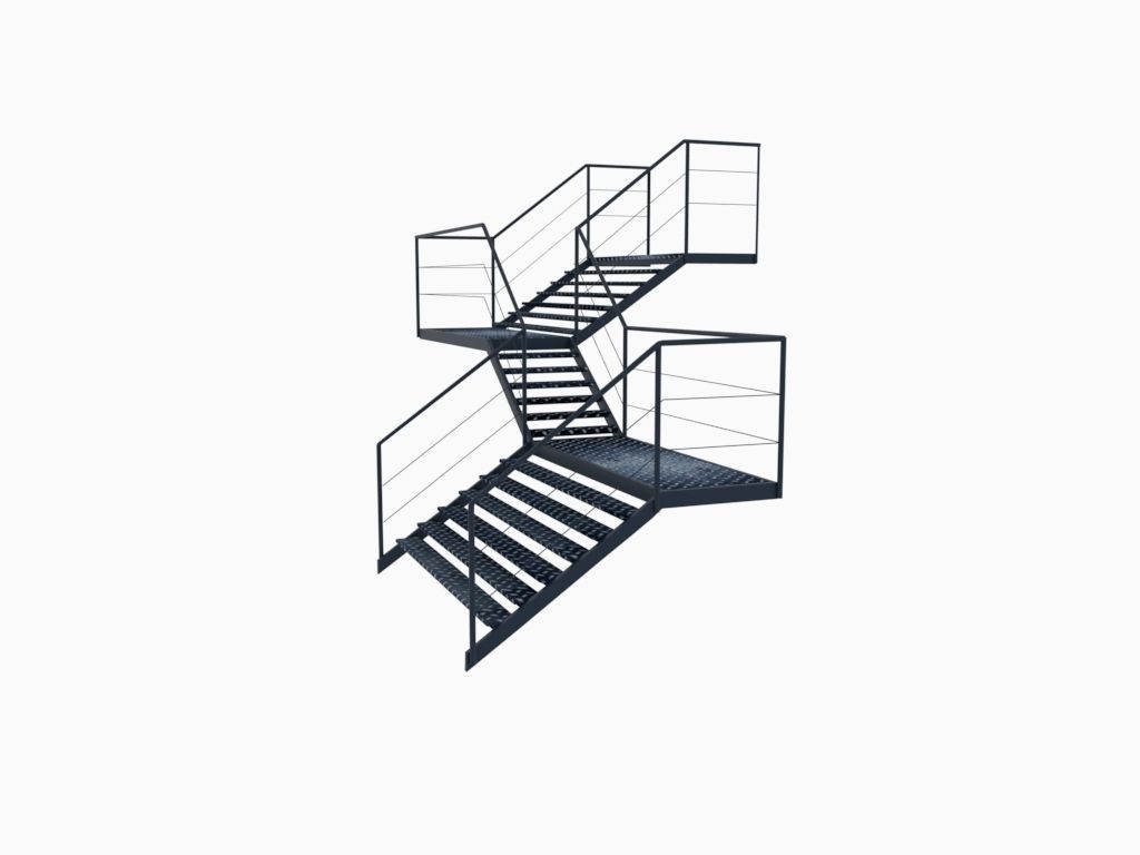Industrial Staircase 3D model_3
