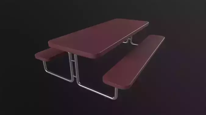 School Picnic Table 3D Model