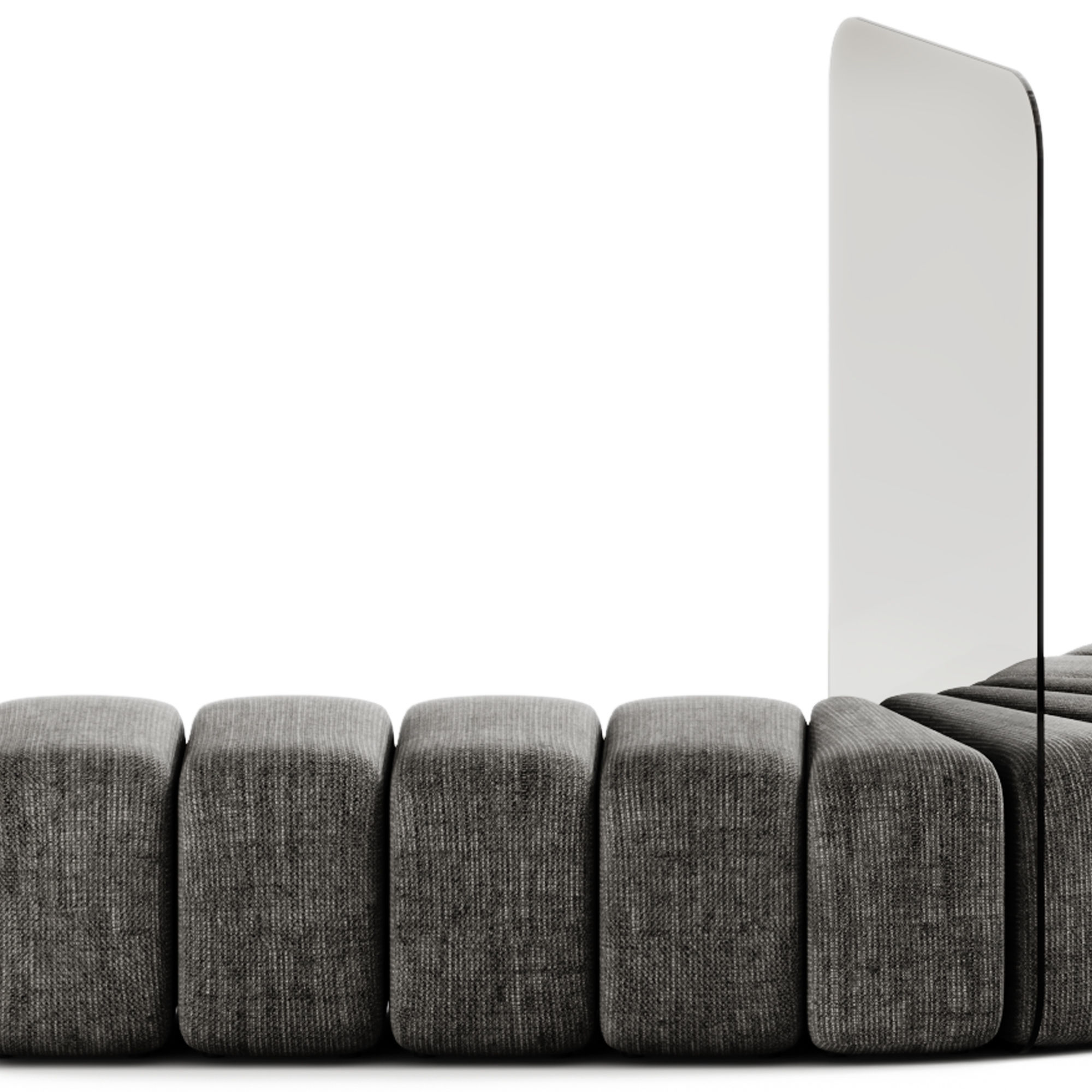 Bla Station Bob Curved Module Pouf with Plexiglass Divider 3D model_2