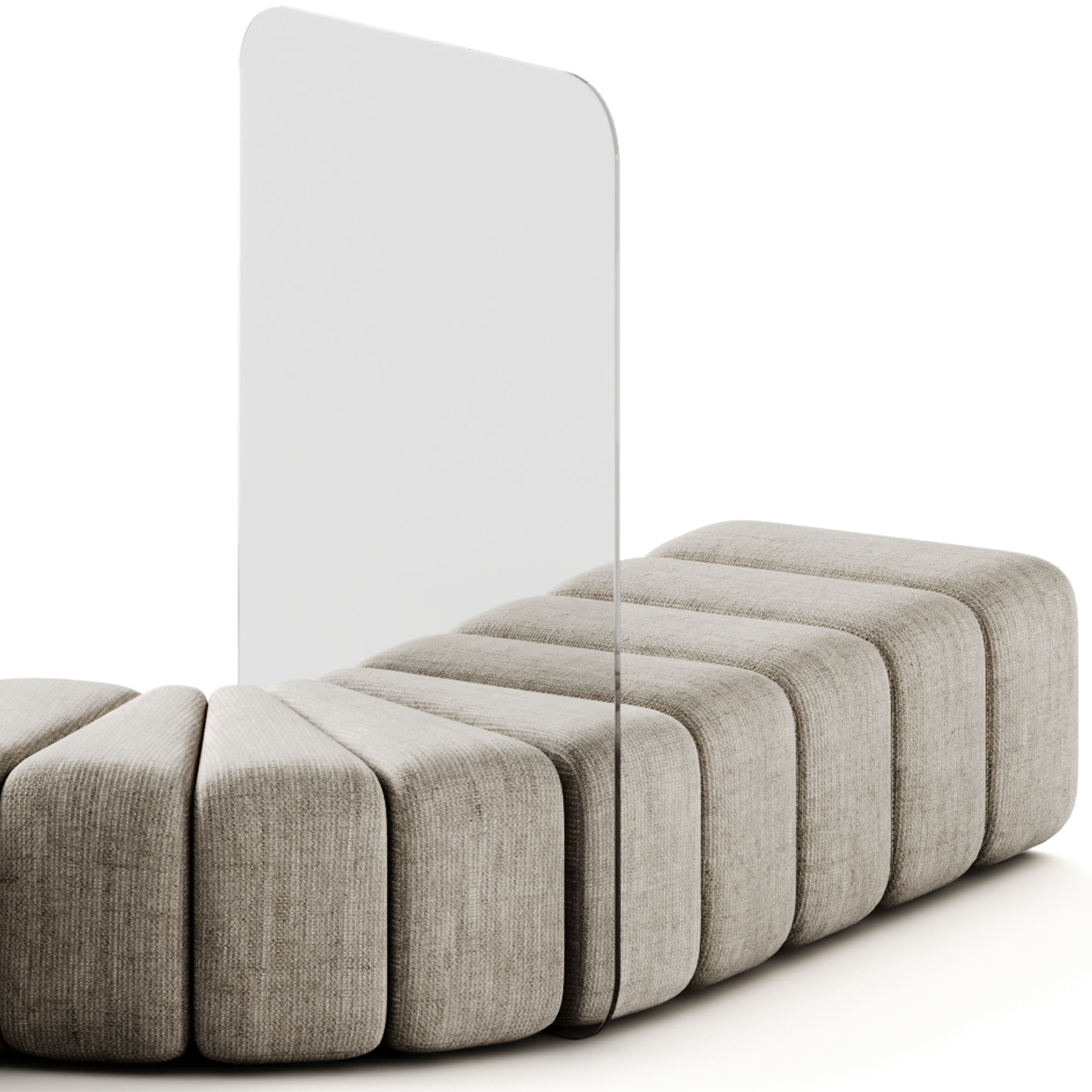 Bla Station Bob Curved Module Pouf with Plexiglass Divider 3D model_3