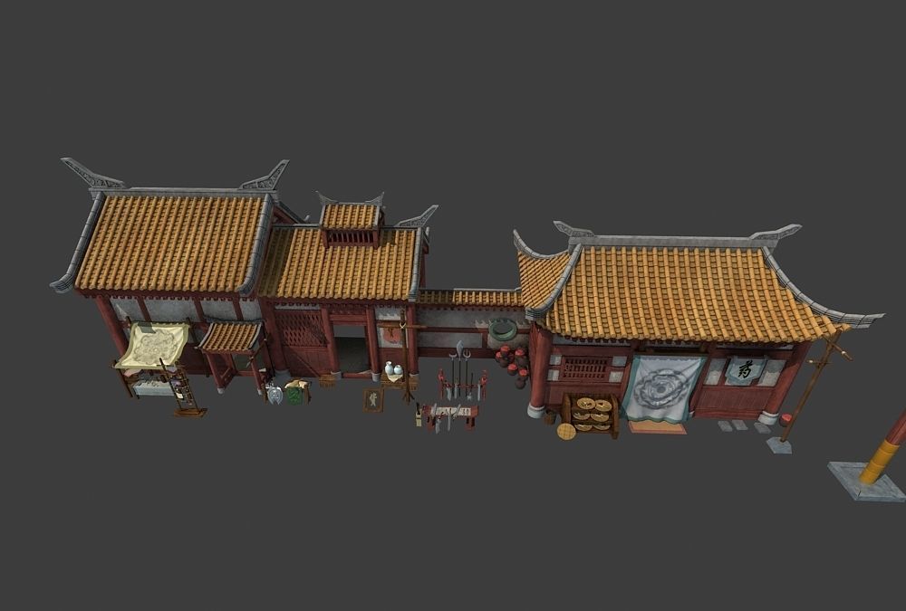Cartoon  Oriental Architecture Eastern 3D model_4