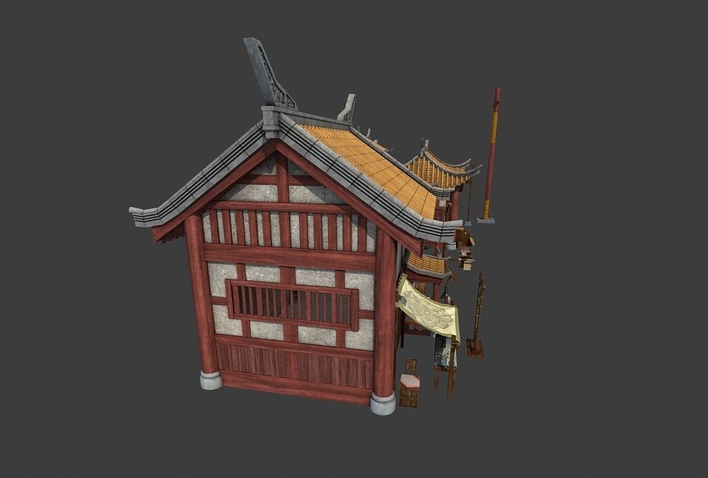 Cartoon  Oriental Architecture Eastern 3D model_6
