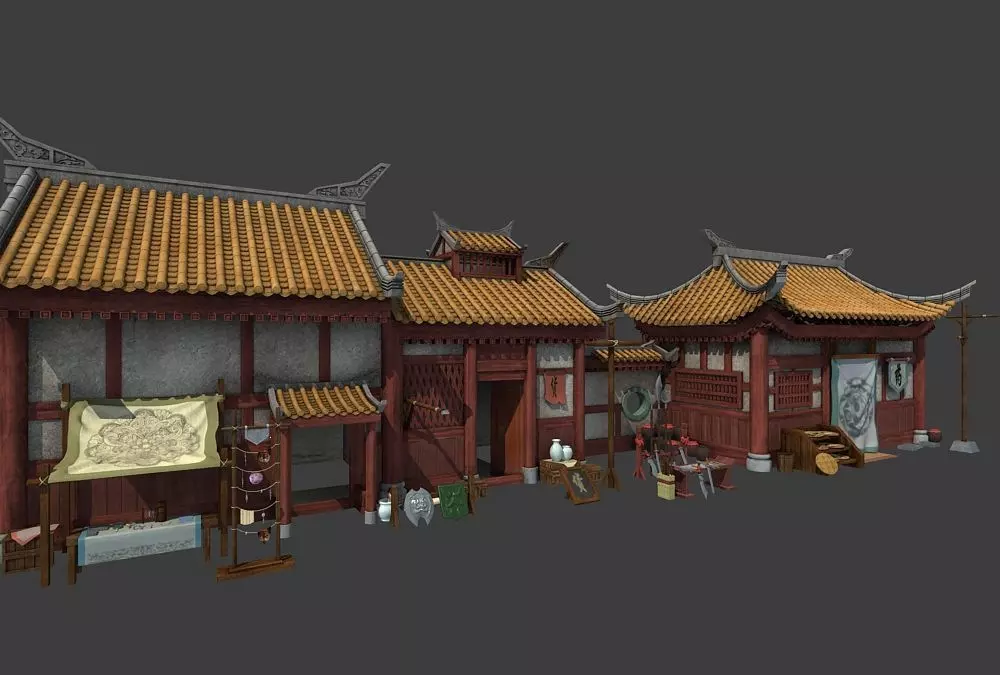 Cartoon  Oriental Architecture Eastern 3D model_0