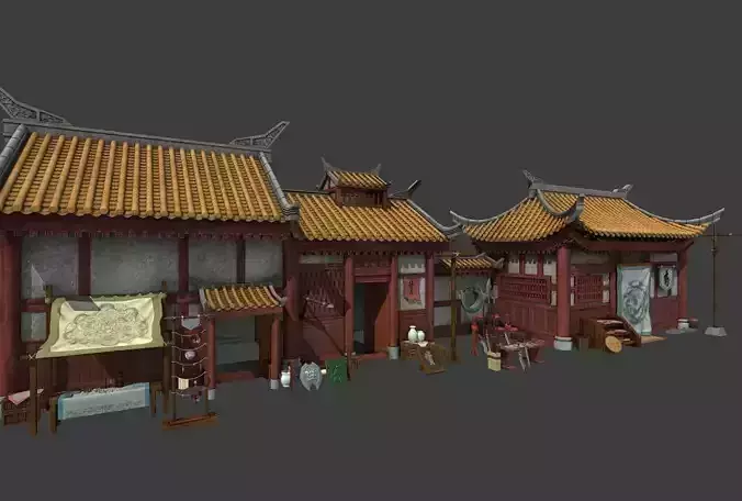 Cartoon  Oriental Architecture Eastern 3D model