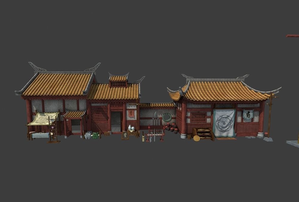 Cartoon  Oriental Architecture Eastern 3D model_2