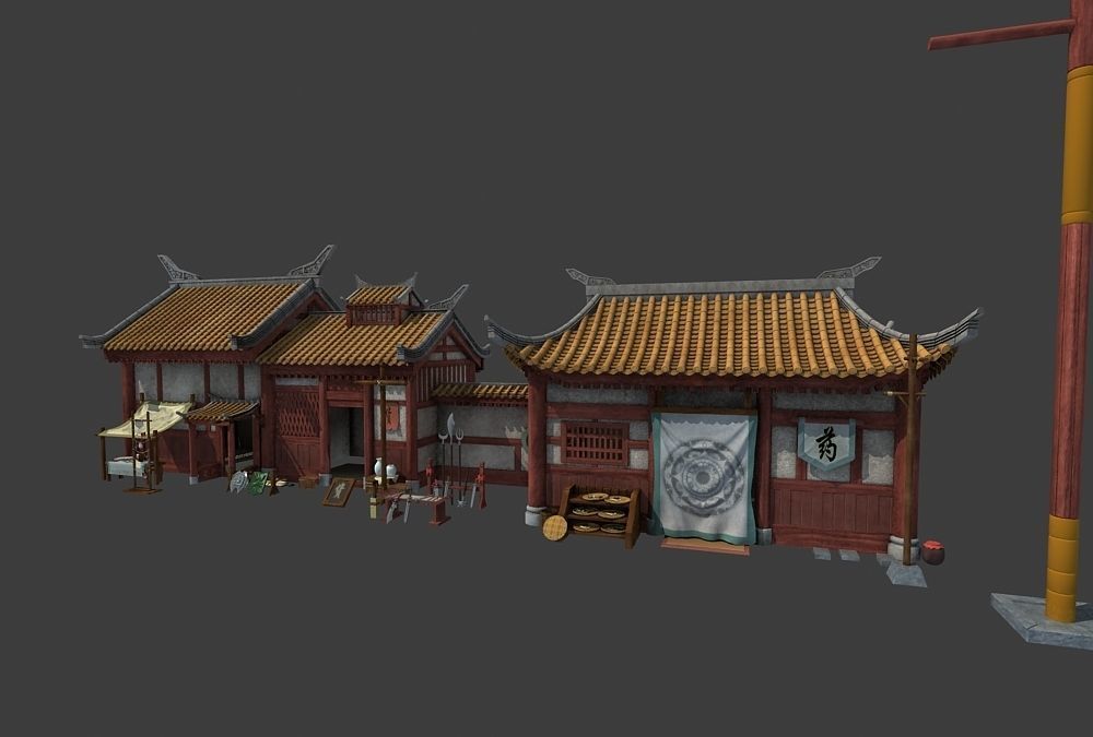 Cartoon  Oriental Architecture Eastern 3D model_1