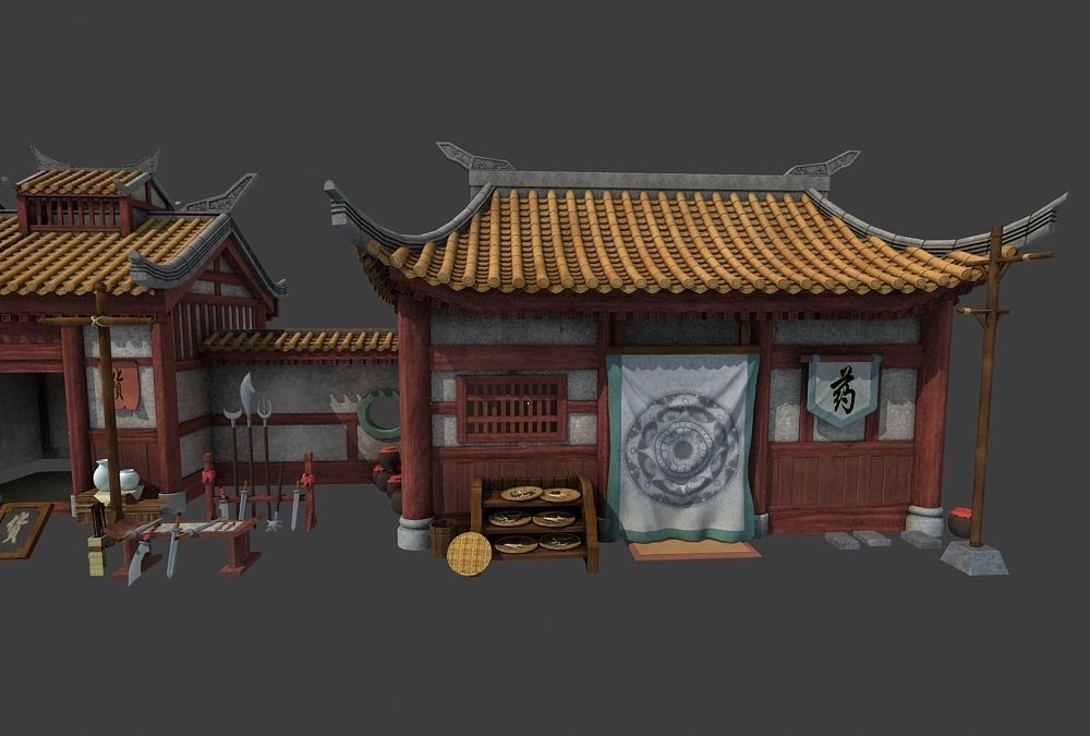 Cartoon  Oriental Architecture Eastern 3D model_8