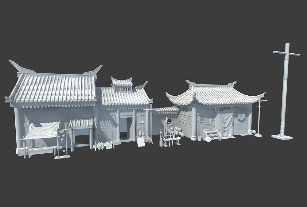 Cartoon  Oriental Architecture Eastern 3D model_9