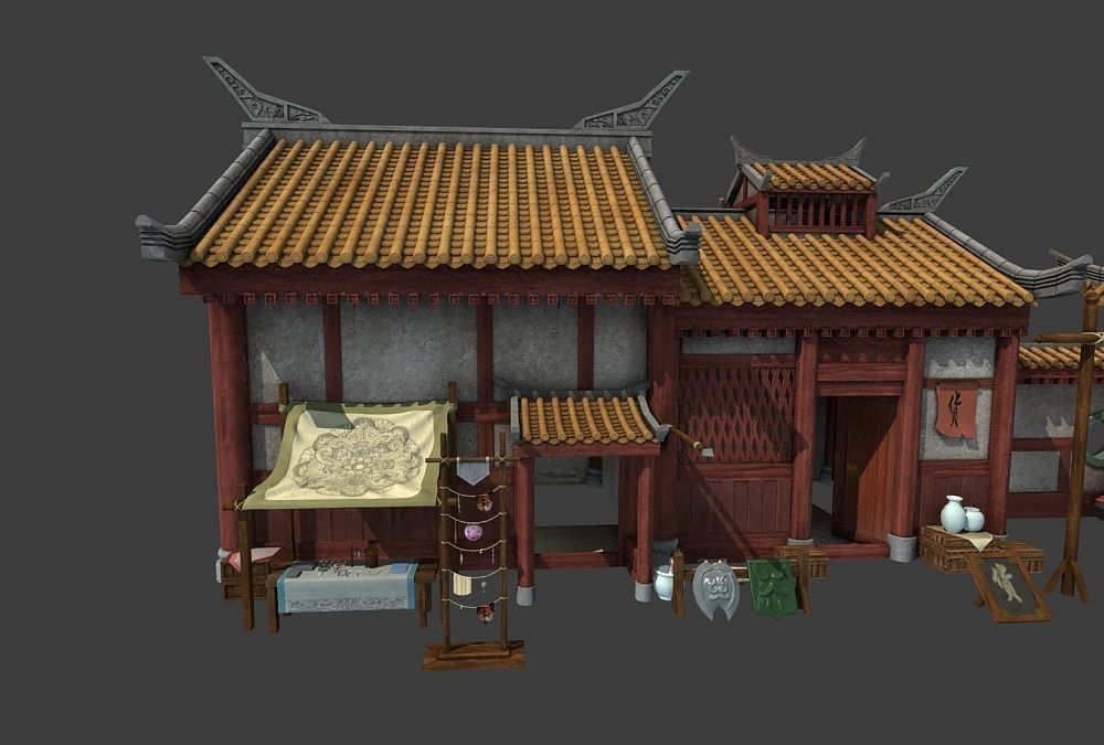 Cartoon  Oriental Architecture Eastern 3D model_7