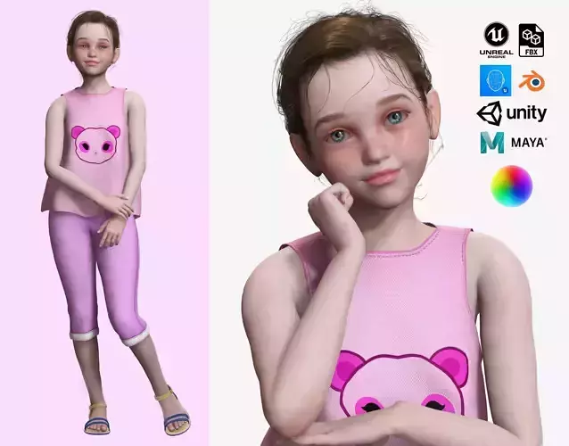 Staicy -  Realistic Girl Low-poly 3D model