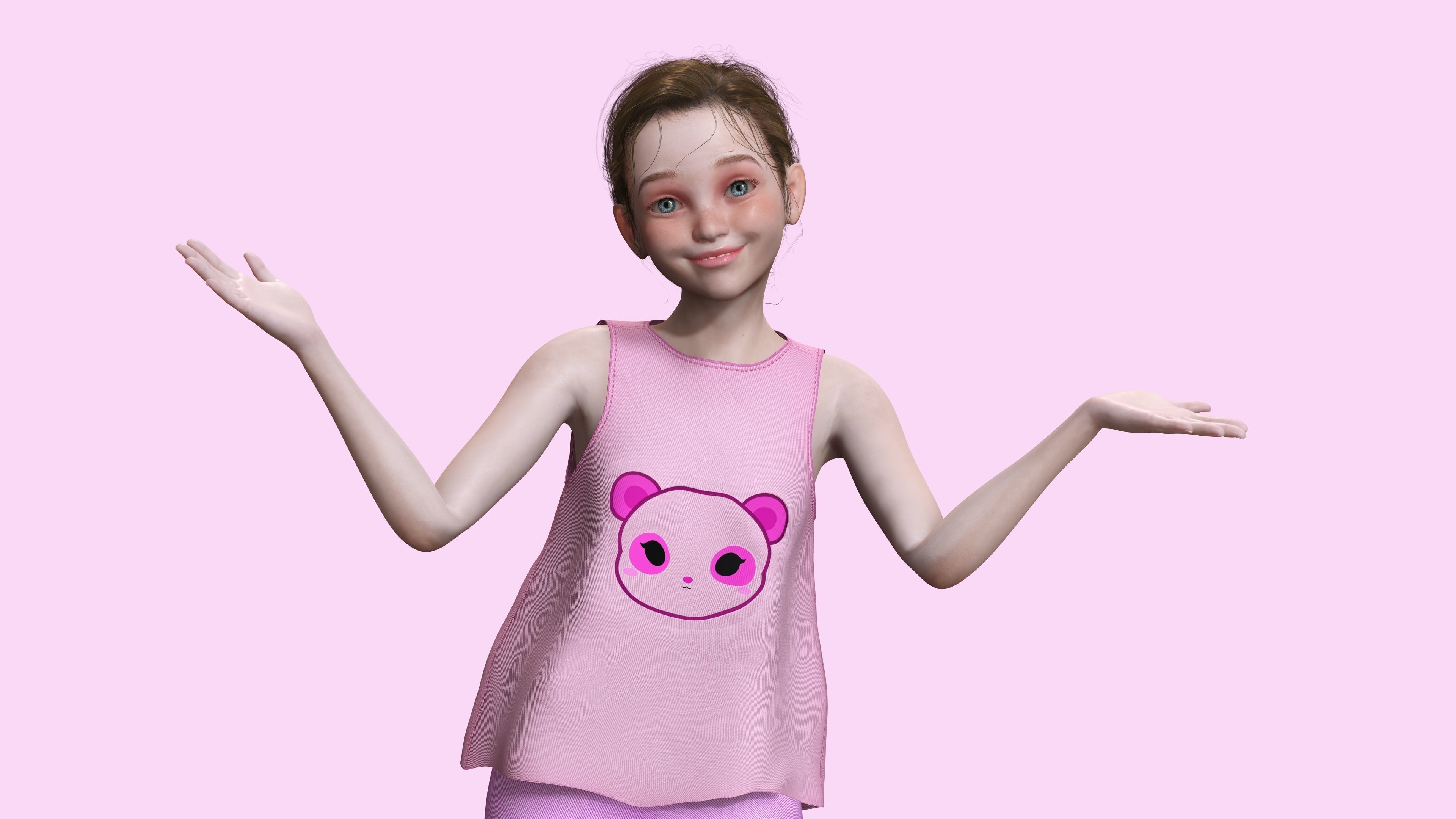 Staicy -  Realistic Girl Low-poly 3D model_5