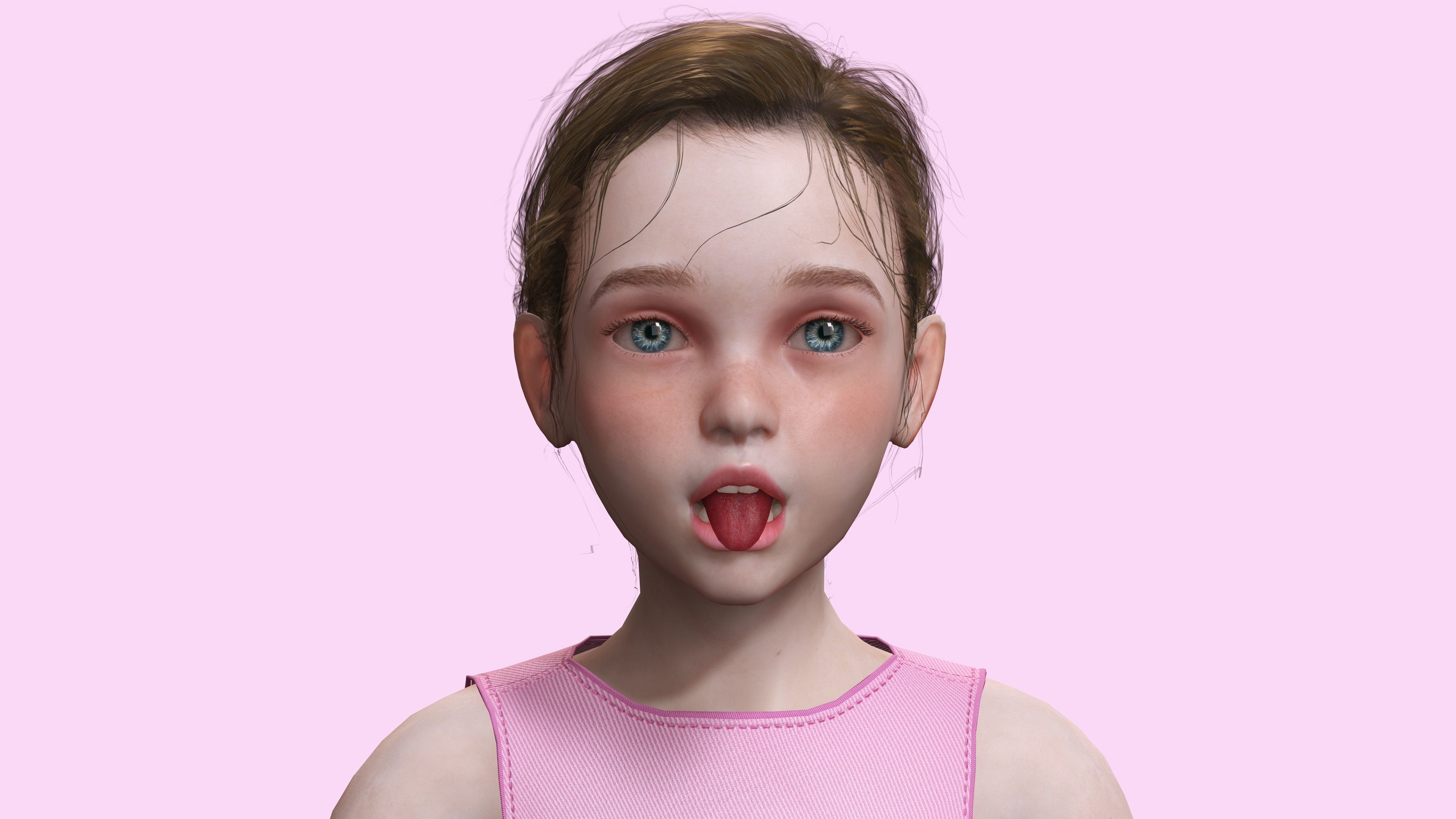 Staicy -  Realistic Girl Low-poly 3D model_9