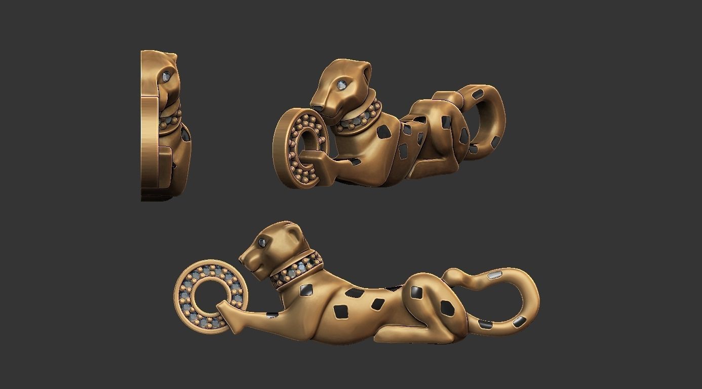 panther necklace 3D print model_1