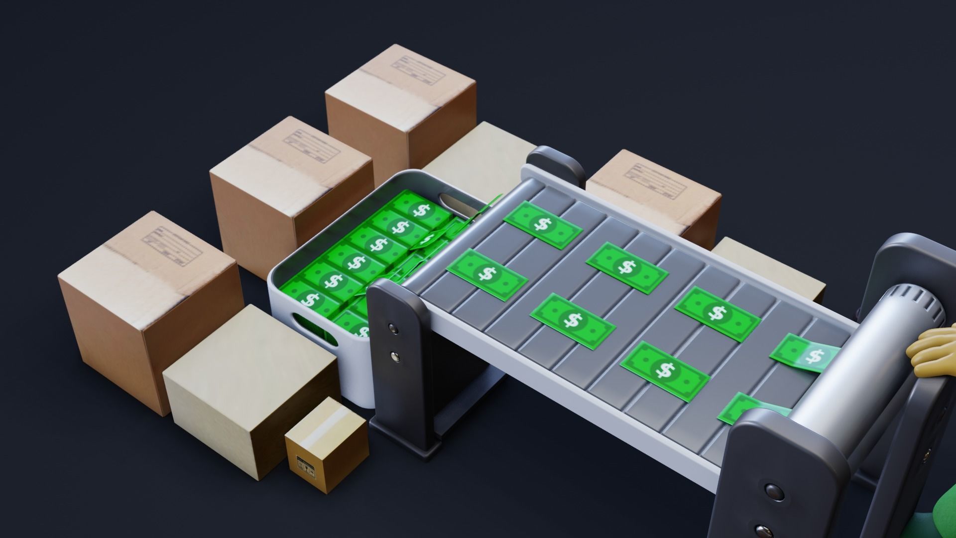 Animation Print Machine Mony Printing Machine Animation 3D model animated rigged | CGTrader