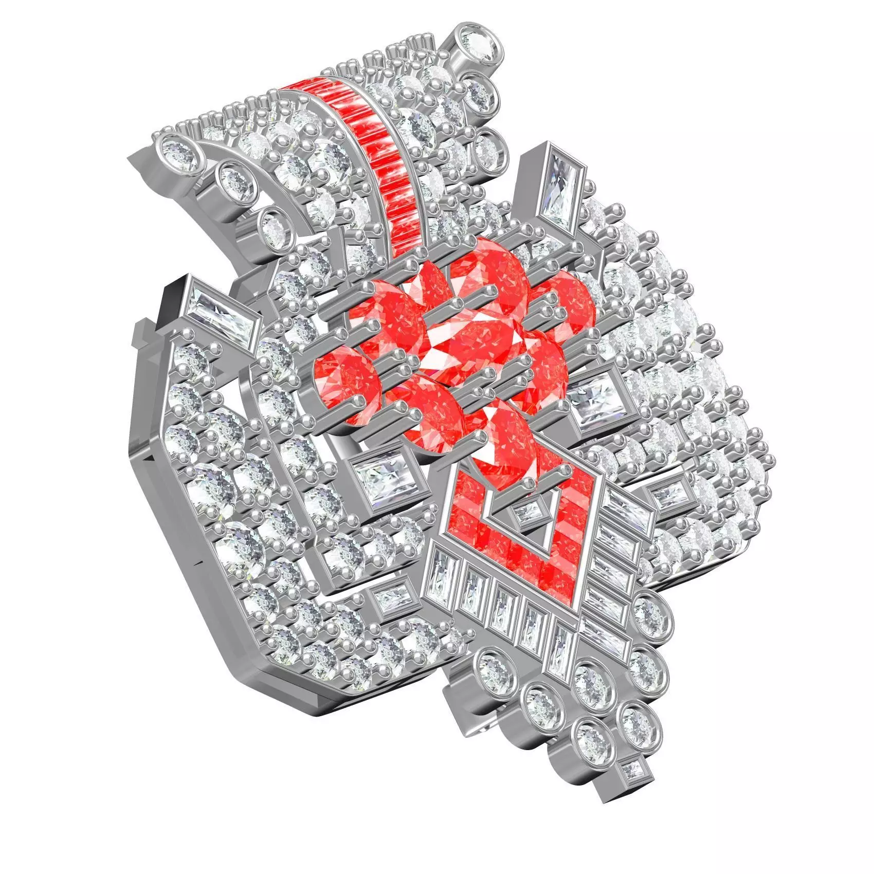Unique Art Deco Diamond Brooch 3D print model