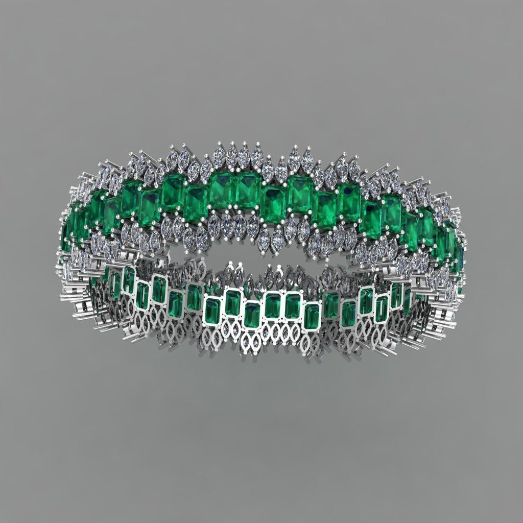 Diamond and Emerald Breslet  for Women 3D print model 3D print model_3