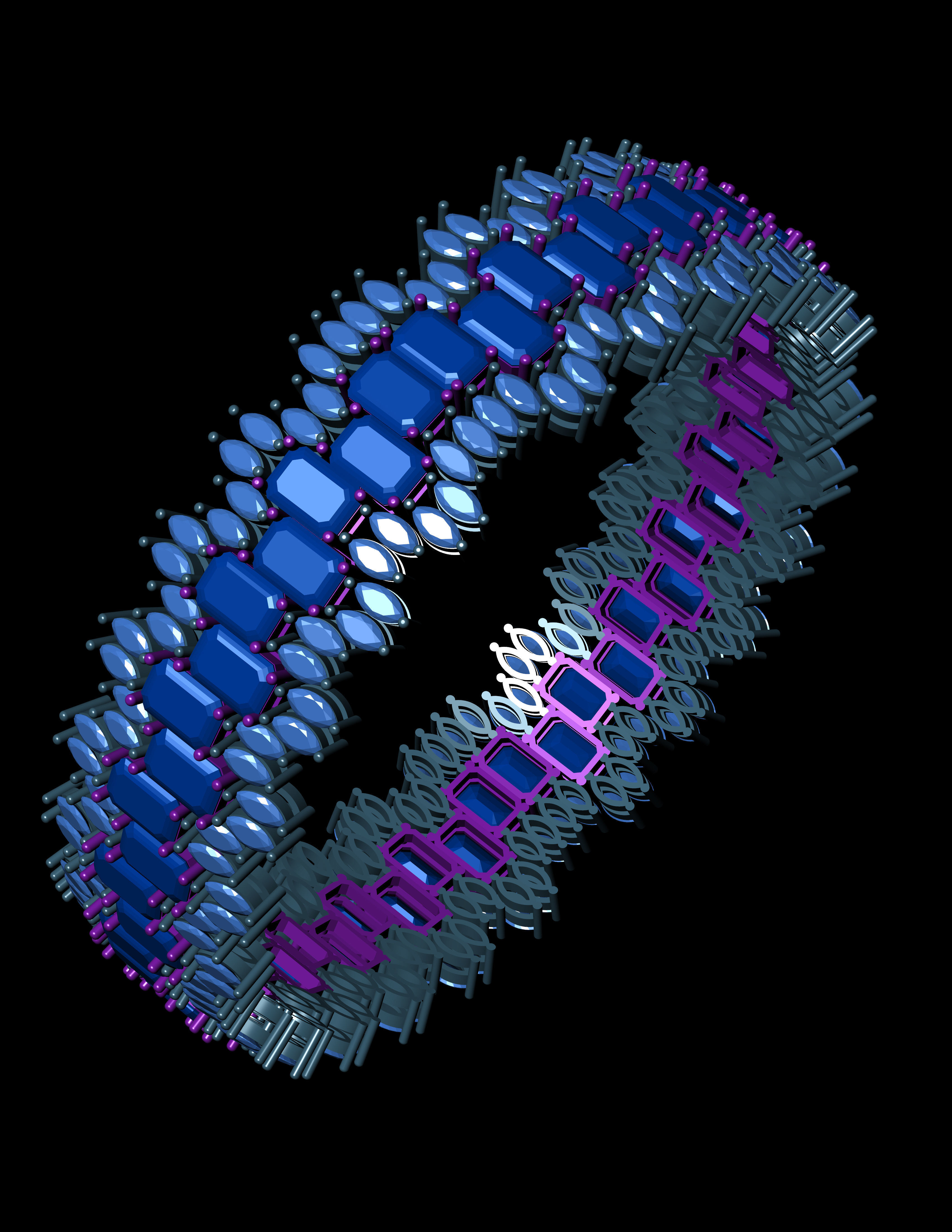 Diamond and Emerald Breslet  for Women 3D print model 3D print model_4