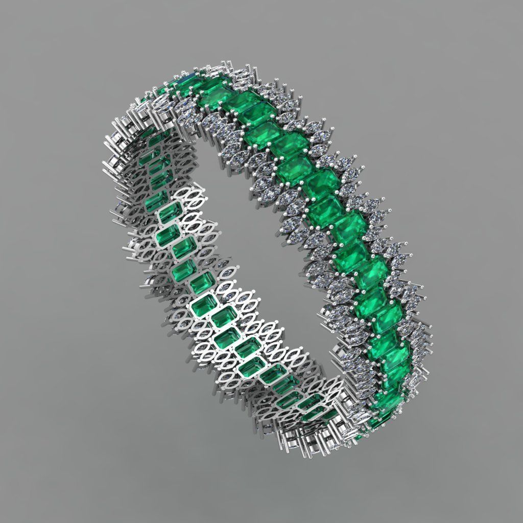 Diamond and Emerald Breslet  for Women 3D print model 3D print model_2